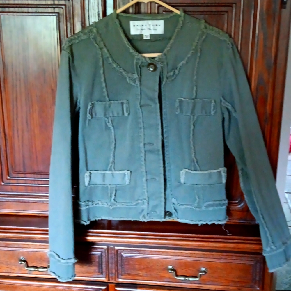 Trina Turk Jacket size 12, earth tone green